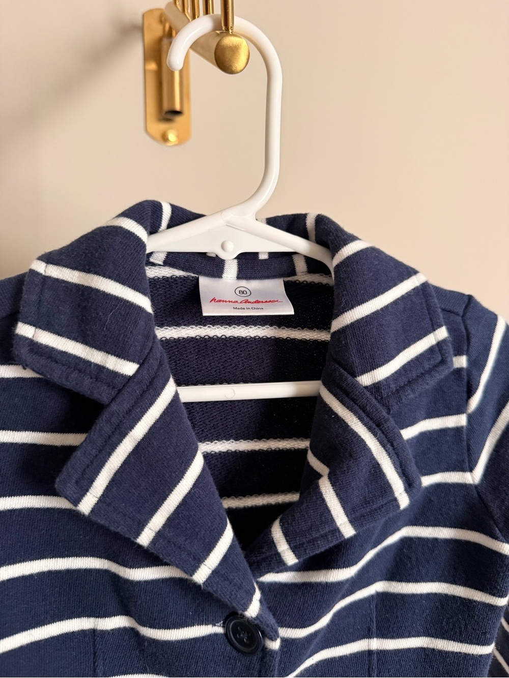 Hanna Andersson Navy Striped Knit Blazer Jacket Size 80 Toddler